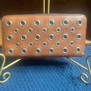 Fossil Brown Leather Studded Wallet